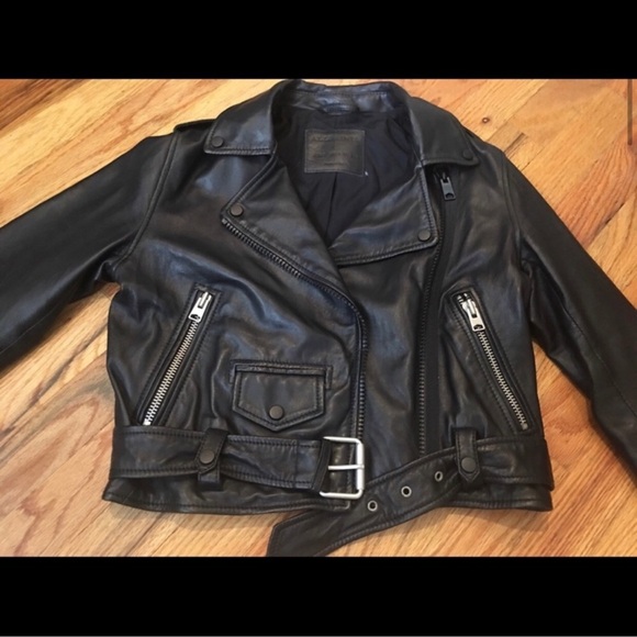 ❌SOLD❌ AllSaints Baron Leather moto Jacket Black - Small - Picture 3 of 6
